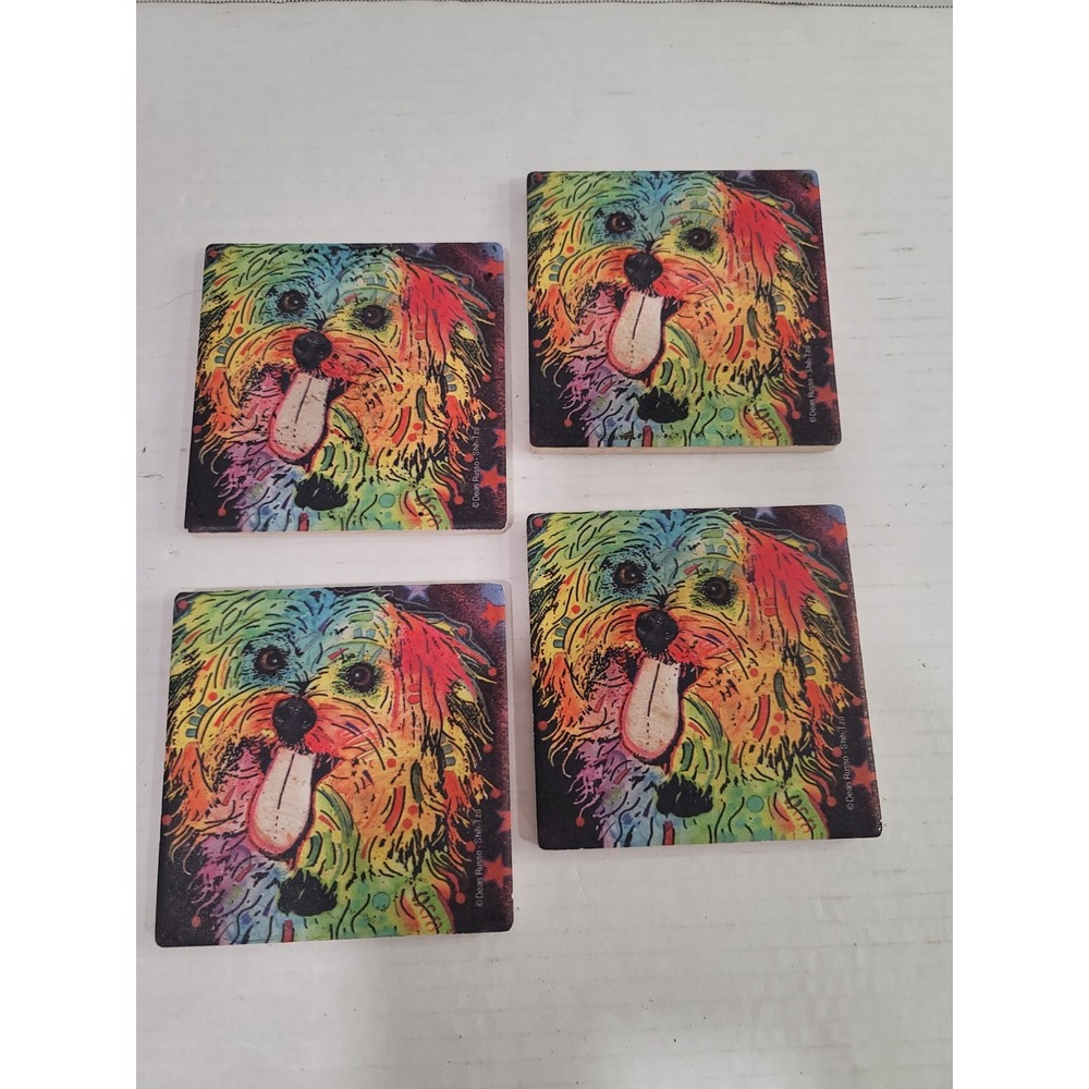 Coaster watercolor of Shis-Tzu set of 4 dog lovers cork back, ceramic top.